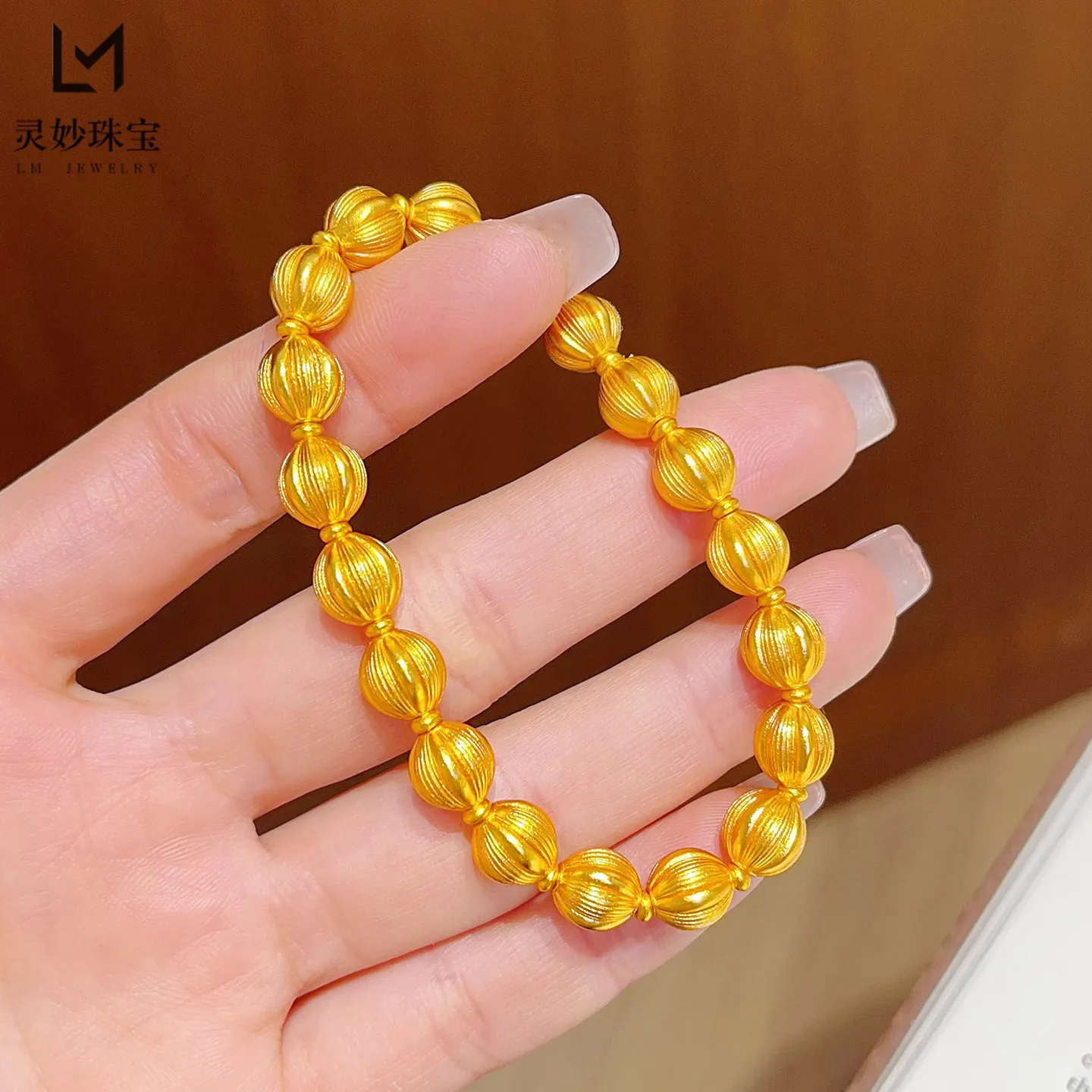 Valuable Bracelet Women's 24K Gold AU999 - Auspicious Pumpkin Meaning, Brushed Full Gold Value, Heirloom Choice