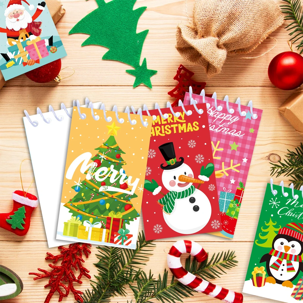 Christmas Santa Claus Coil Notebook Navidad Natal Noel Snowman Notepad Merry Christmas Decorations For Home 2024 New Year 2025