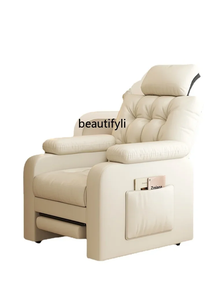 Computer Chair Sofa Technology Fabric Single Rocking Electric Nail Massage Lazy Multi-Function Chair Living Room Genuine Leather