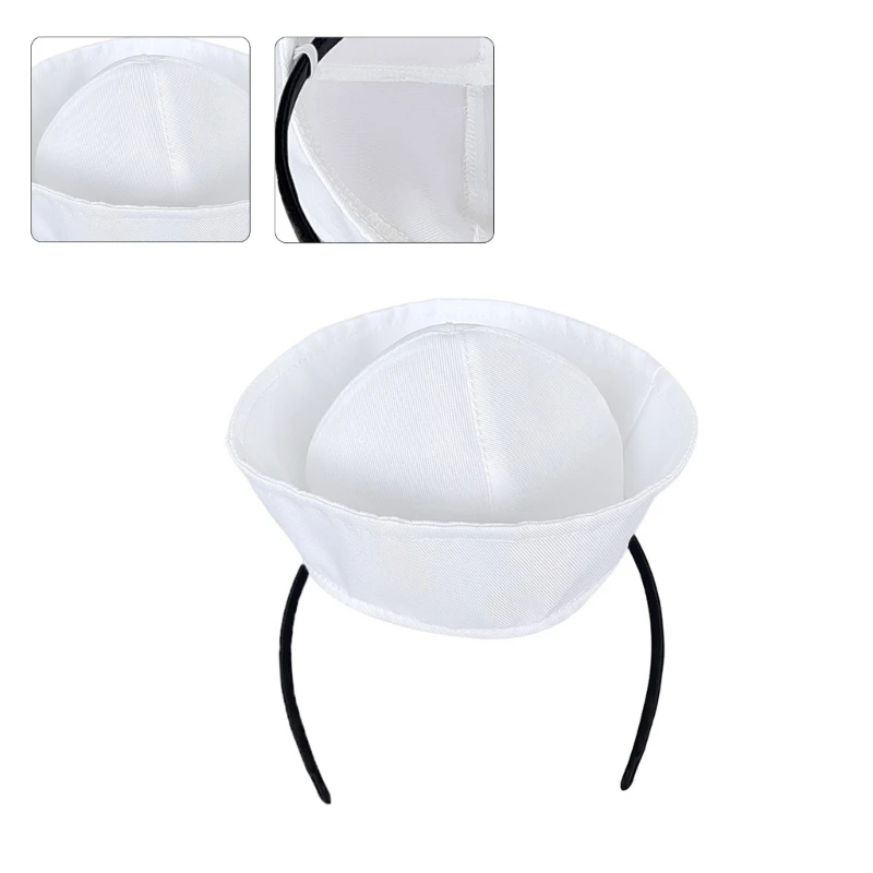 Captain Hat with Hair Hoop Costume for Women Men Teenagers for Sailor Party Decoration Costume Cosplay Dress-up