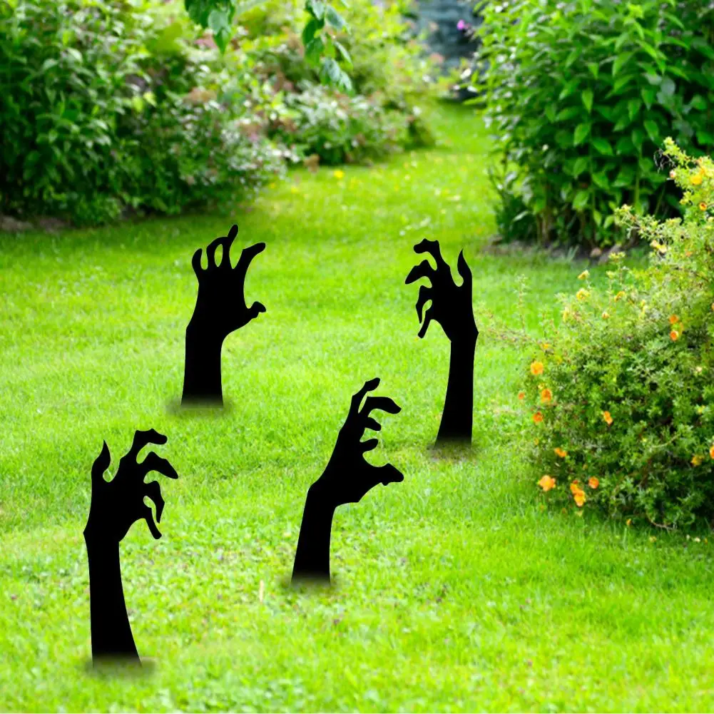 Good Lawn Stakes Black Color Eco-friendly Lightweight Ultra-light Ghost Hand Shaped Stake  Halloween Ornaments UV Resistant