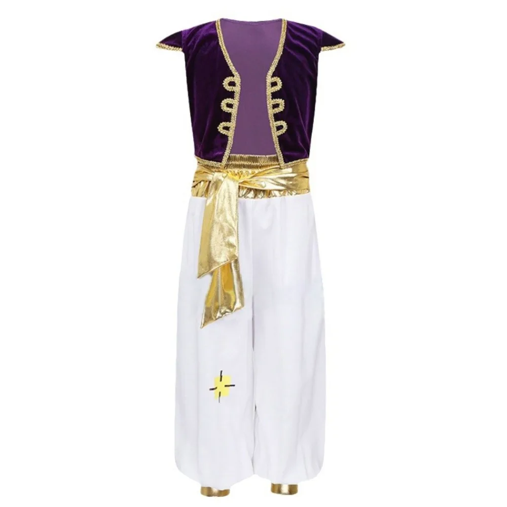 Aladdin and His Wonderful Lamp Top and Pants Cosplay Costume Halloween Dress Up Masquerade Carnival Party Outfits for Adult