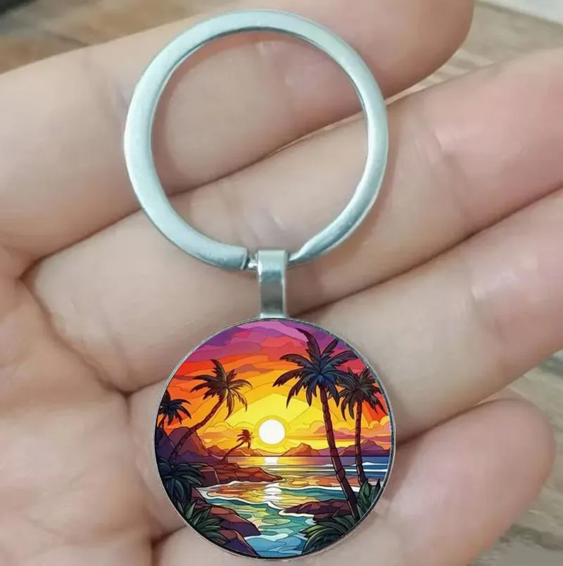 Брелок-в-стиле-ретро-с-изображением-заката-пляжа-брелок-из-цинкового-сплава-с-тропической-пальмой-дизайн-морского-восхода-солнца-подвеска-для-автомобильного-ключа-фотоаксессуары