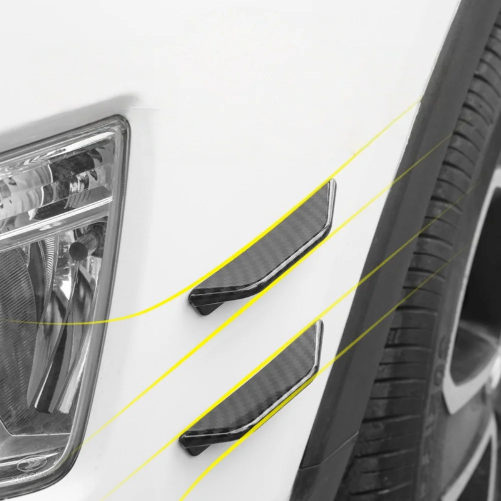 Bumper Side Fins Black Front Bumper Canards Lightweight Plastic Build Carbon Fiber Pattern Black Finish Design
