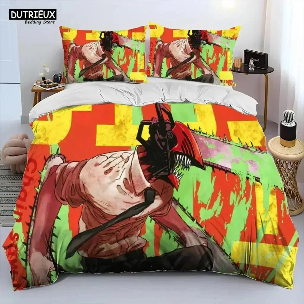 

3D Anime Chainsaw Man Denji Cartoon Comforter Bedding Set,Duvet Cover Bed Set Quilt Cover Pillowcase,king Queen Size Bedding Set