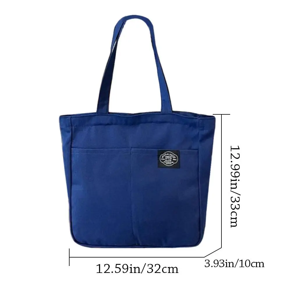 Women Canvas Tote Bag Solid Color Designer Ladies Casual Handbag Shoulder Bag Large Capacity Cotton Reusable Shopping Beach Bag