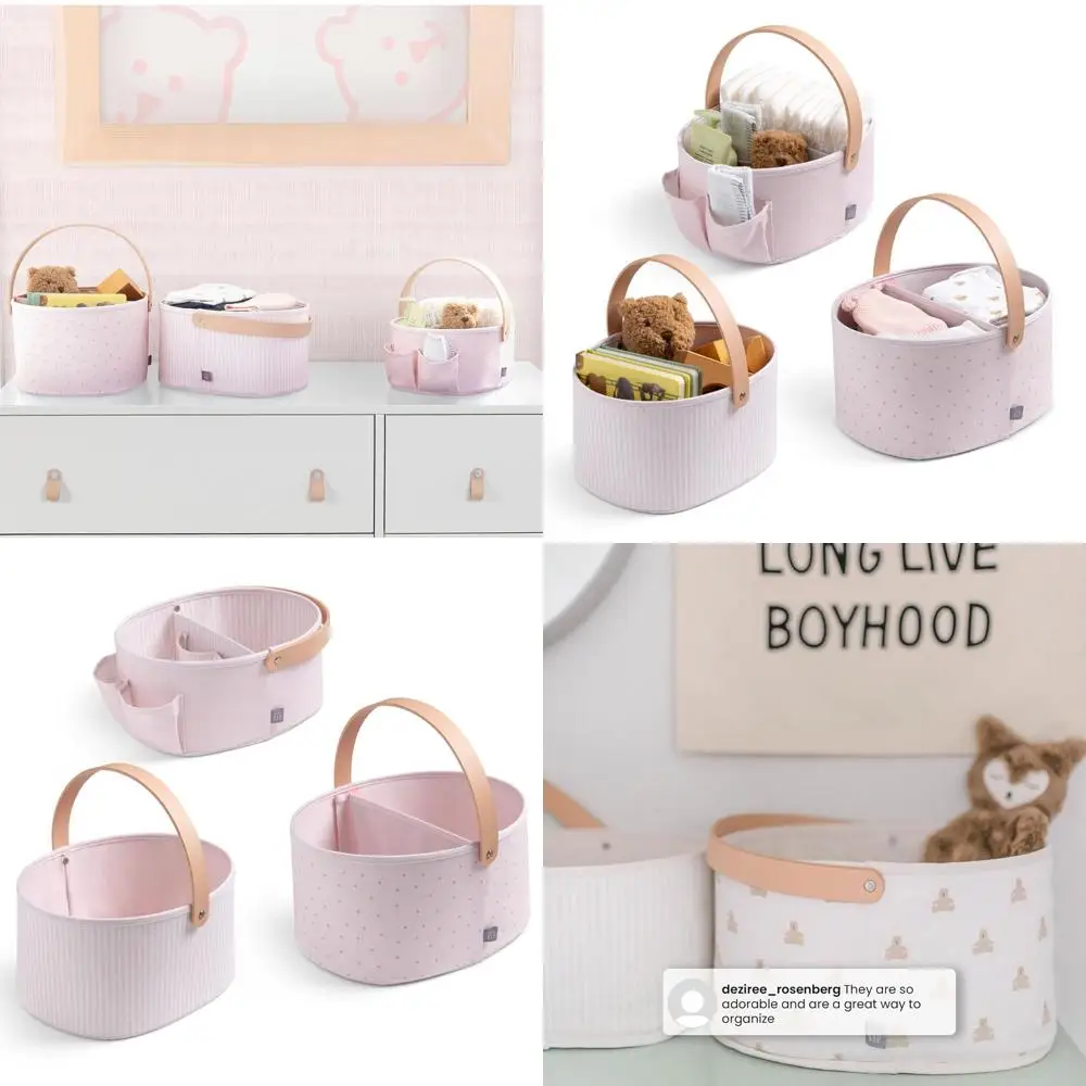 

3-Piece Pink Fabric Storage Bins with Handles from BabyGap
