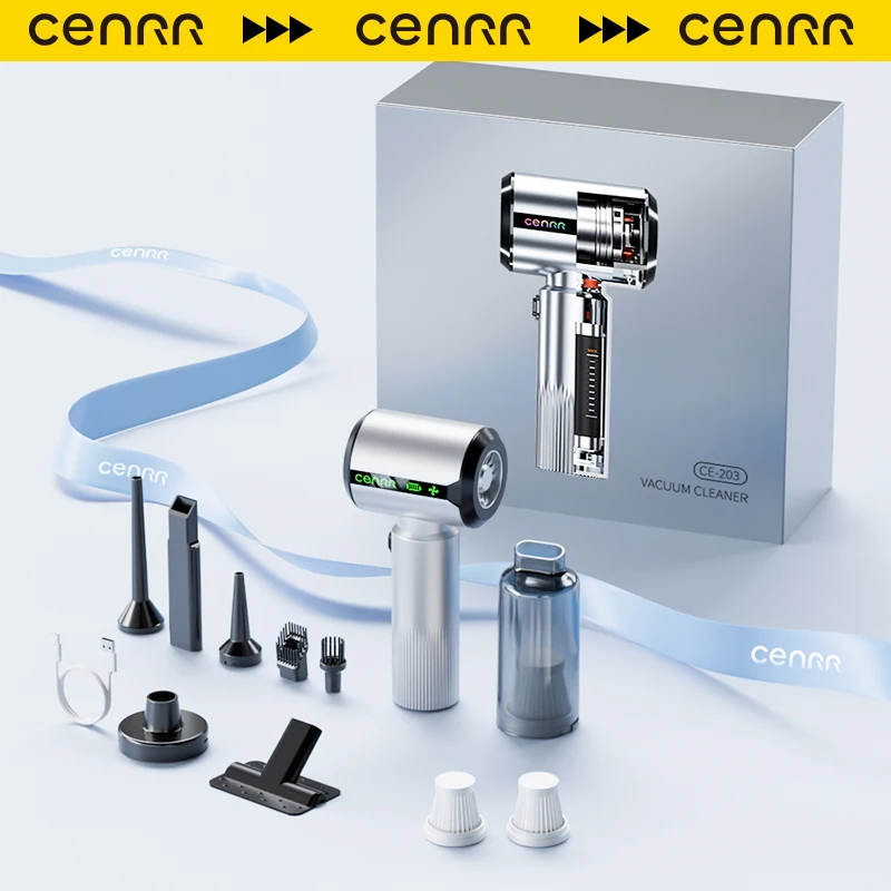 CENRR New LED Power Display Car Vacuum Cleaner  7500mAh Strong Suction Powerful Portable HandHeld Car Cleaner Home Give a Gift