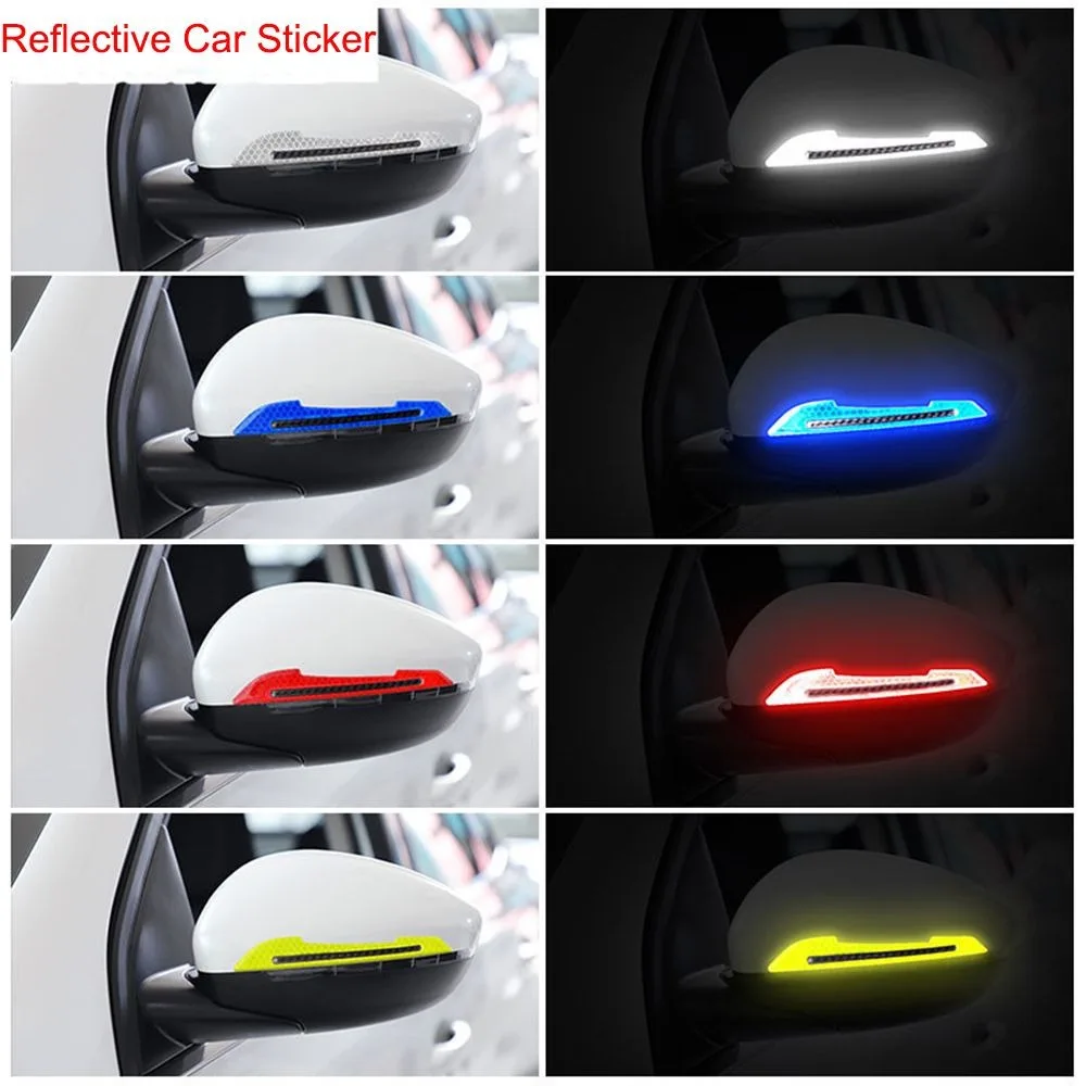 

2pcs 3D Reflective Stickers Anti-Scratch Auto Accessories Rearview Mirror Stickers Exterior Anticollision Night Warning Sticker