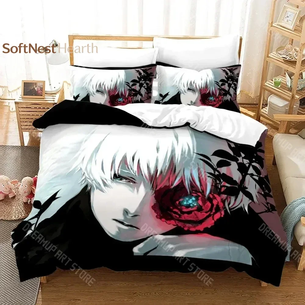 2026 3D Printed Anime Tokyo Ghoul Bedding Set Duvet Cover Kaneki Ken Double Twin Full Queen King Adult Kids Bedclothes Quilt A C