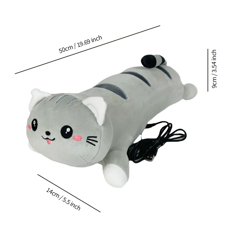USB Heated Lovely Plush Cute Cat Throwing Pillow Stuffed Animal Pillow Heating Pad for Back, Neck, Shoulder for Girls Adults Cat - view 5