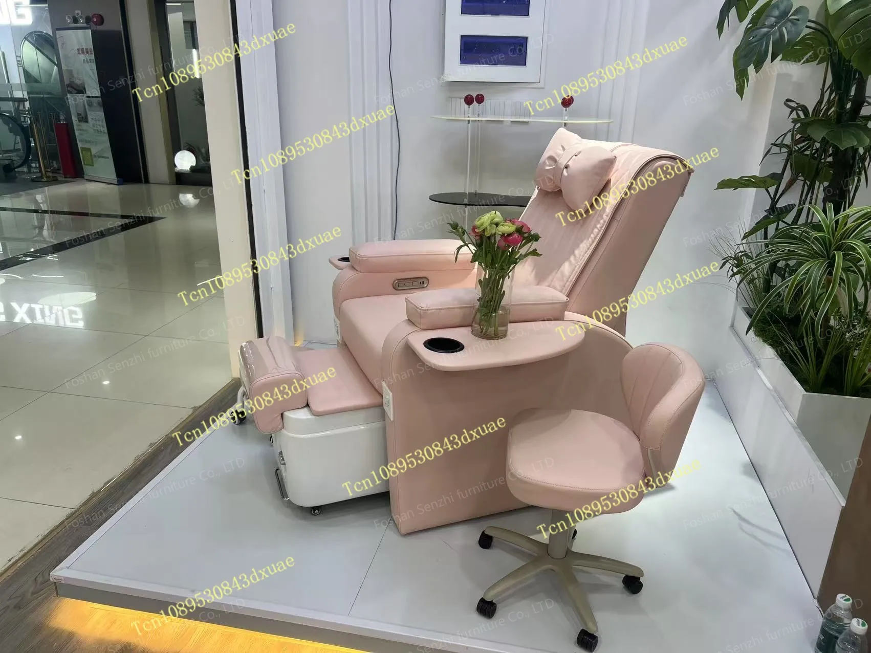 Luxury Modern Pink Pedicure Chair with Massage & Electric Foot Bath Adjustable Spa Salon Furniture for Spa