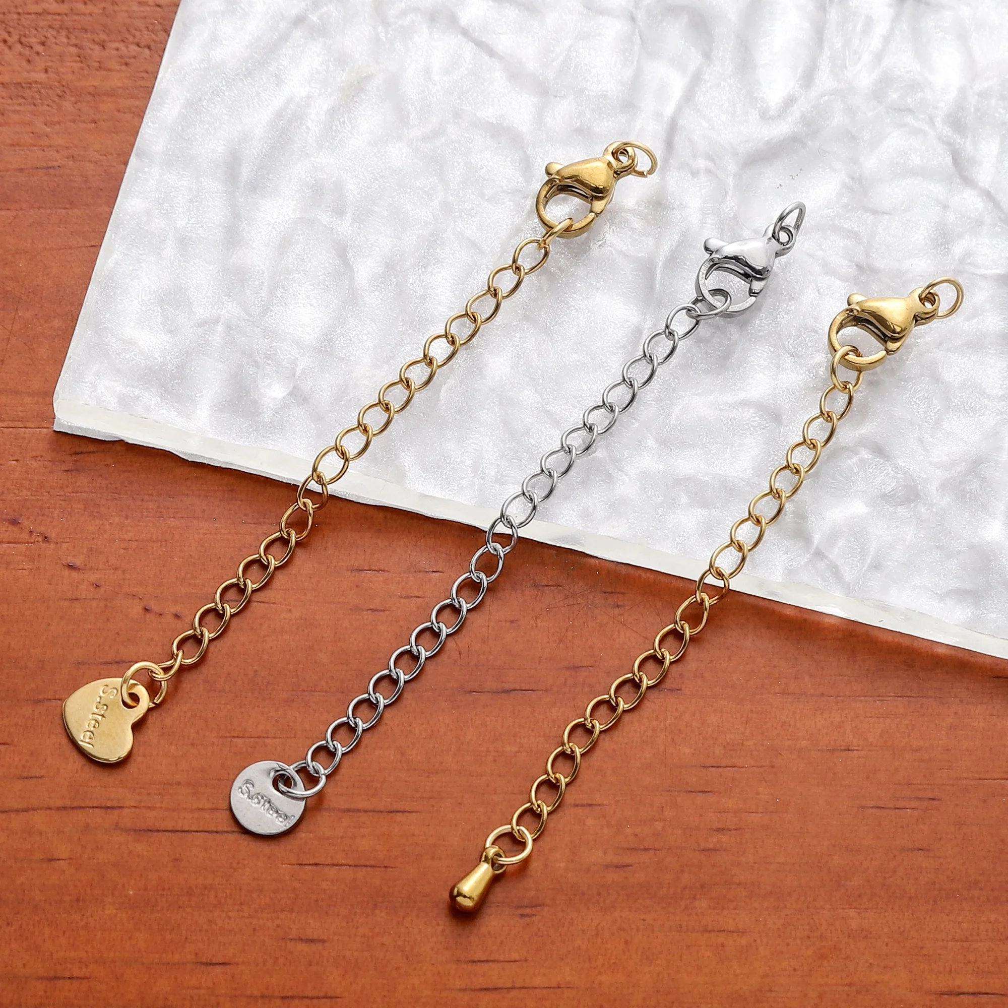 

1-5pcs 71-75mm Gold Rhodium Extension Chain with Lobster Clasp Stainless Steel Jewelry Findings for DIY Necklace Bracelet Making