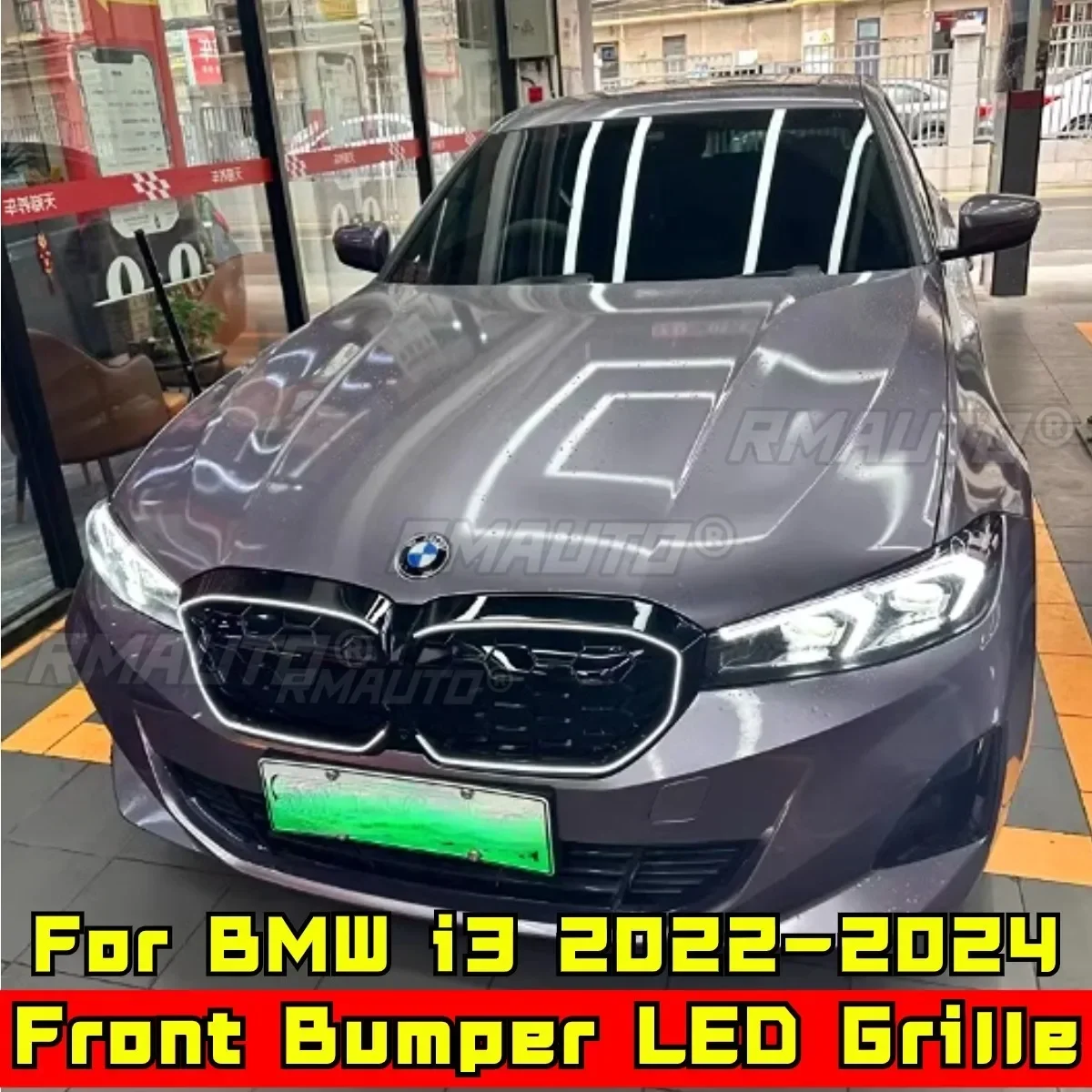 For i3 LED Grill Car Front Bumper Racing Grille Body Kit Front Bumper LED Grill For BMW 3 Series i3 2022-2024 Car Accessories