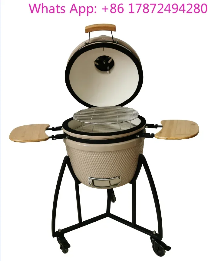 Outdoor Barbecue Charcoal Kamado Grill, 18 Inch Series Ceramic BBQ Cooking Grill