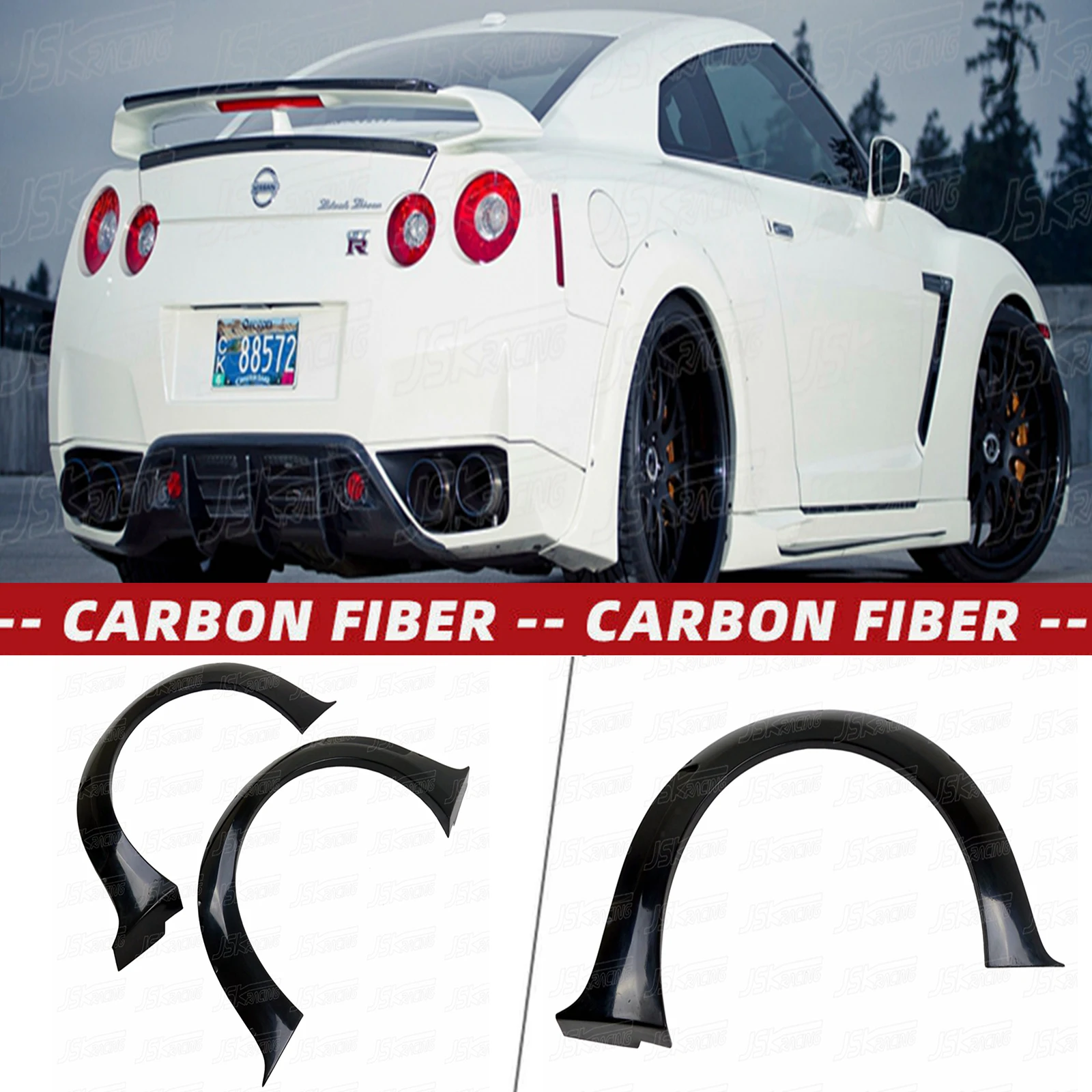 W Style Glass Fiber Rear Wheel Trim For Nissan R35 Gtr 2008-2016（JSKNSR508180）