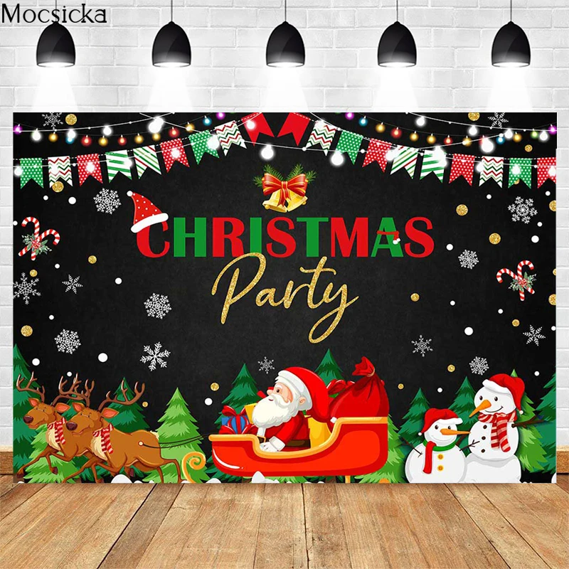 Mocsicka Merry Christmas Backdrop Photography Kid Baby Shower Boy Girl He She Gender Reveal Background Striped Decoration Banner