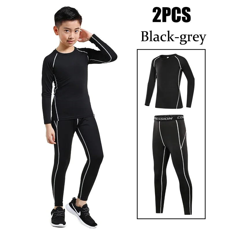 

2 шт., детская тренировочная одежда для бокса, осенне-зимняя теплая одежда для фитнеса, высокоэластичный спортивный комплект для бега, быстросохнущий