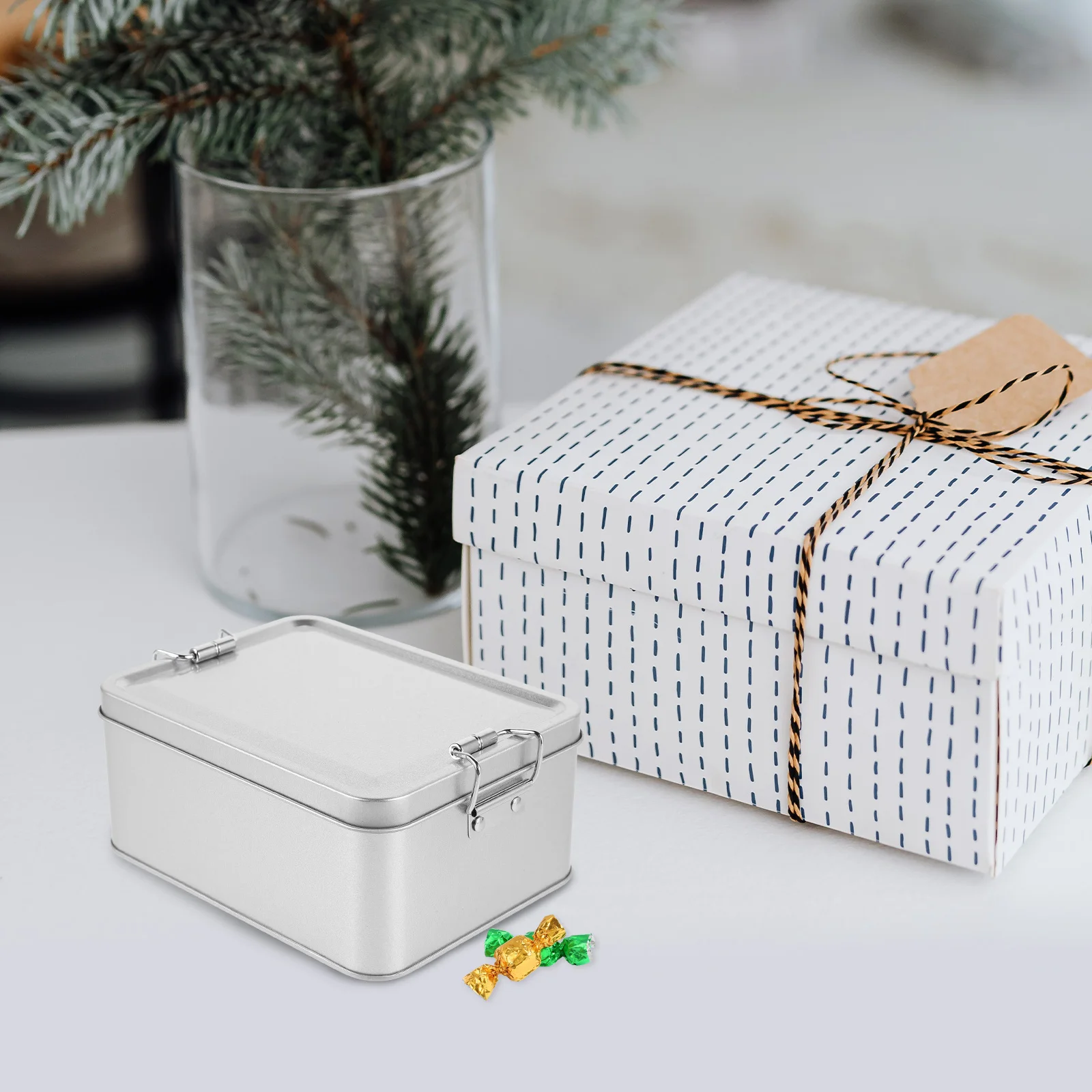 

Storage Box Cookie Boxes Container Candy Small Tin Biscuit Tins with Lids Tinplate Bridesmaid