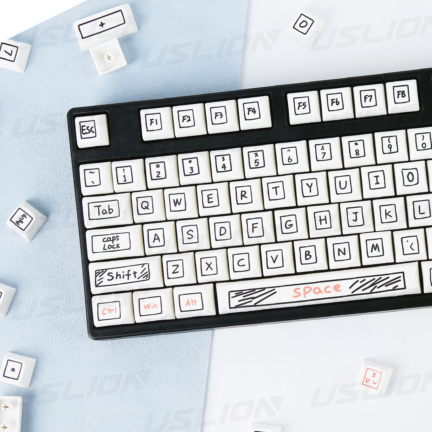 USLION 125Keys Graffiti Theme XDA Profile Keycaps PBT Dye Sublimation Custom Key Caps for Gaming Mechanical Keyboard MX Switches