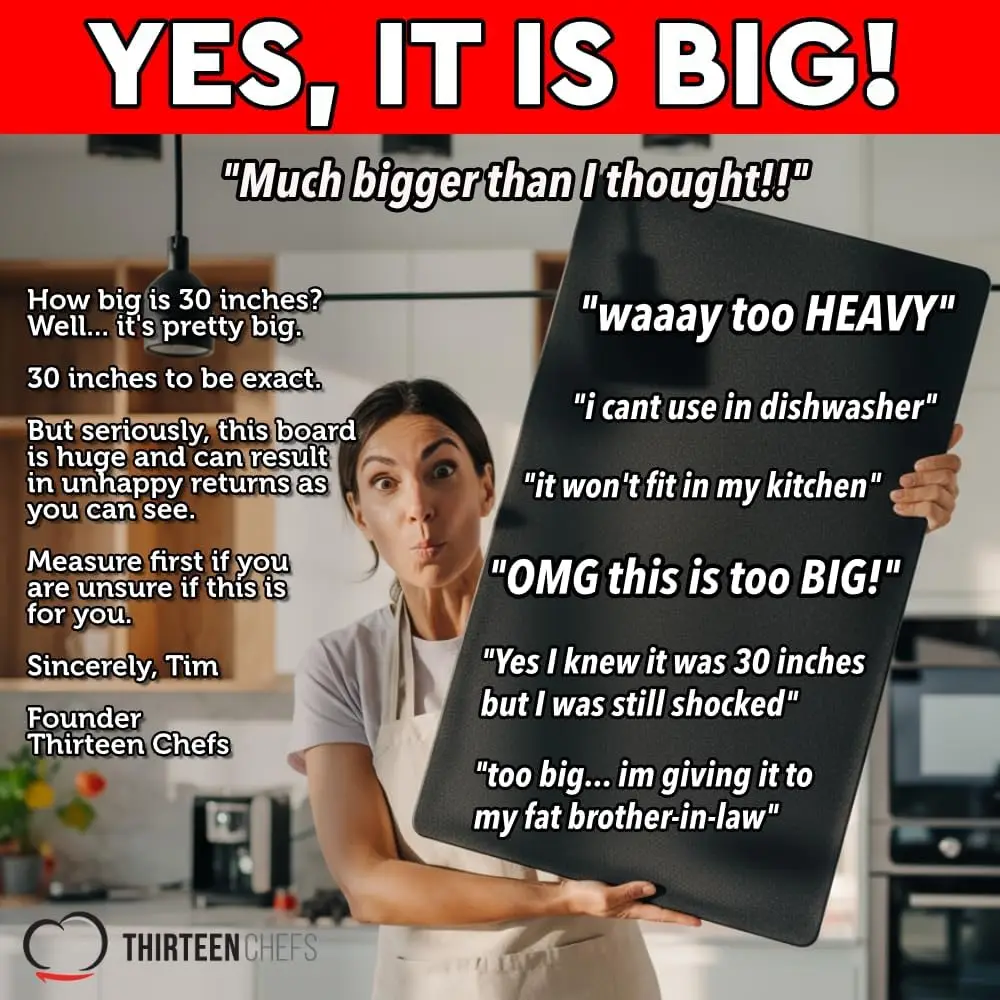 Extra Large 30x18 Cutting Board for Fish, Meat, BBQ - 1/2 Inch Thick Black Plastic, NSF Certified