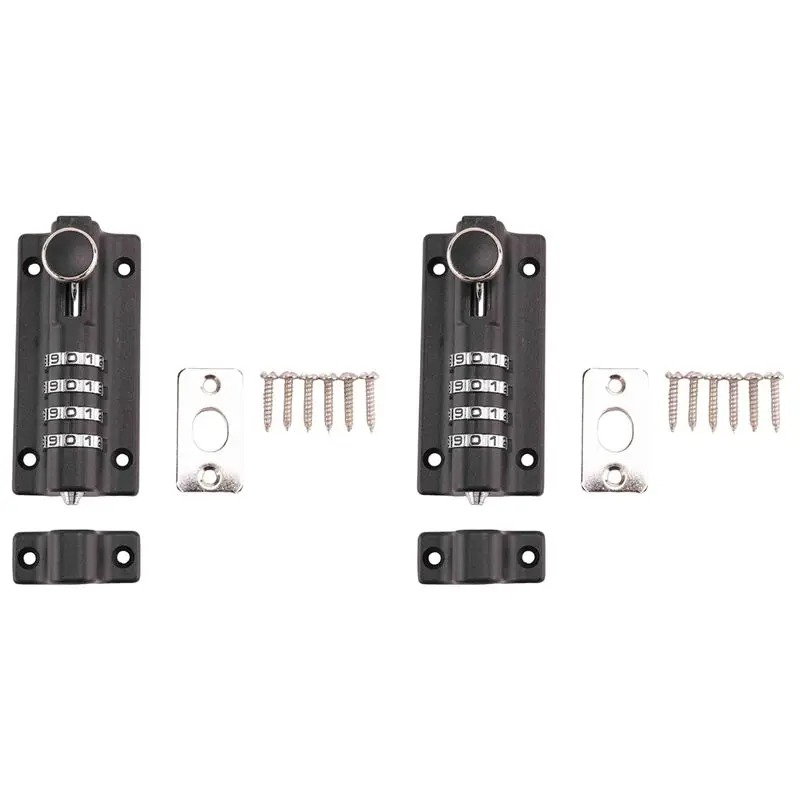 A74E-2X Password Lock Black Bolt Metal Door Latch Safety Combination Digit Padlock Outdoor Home Wood Gate Hardware