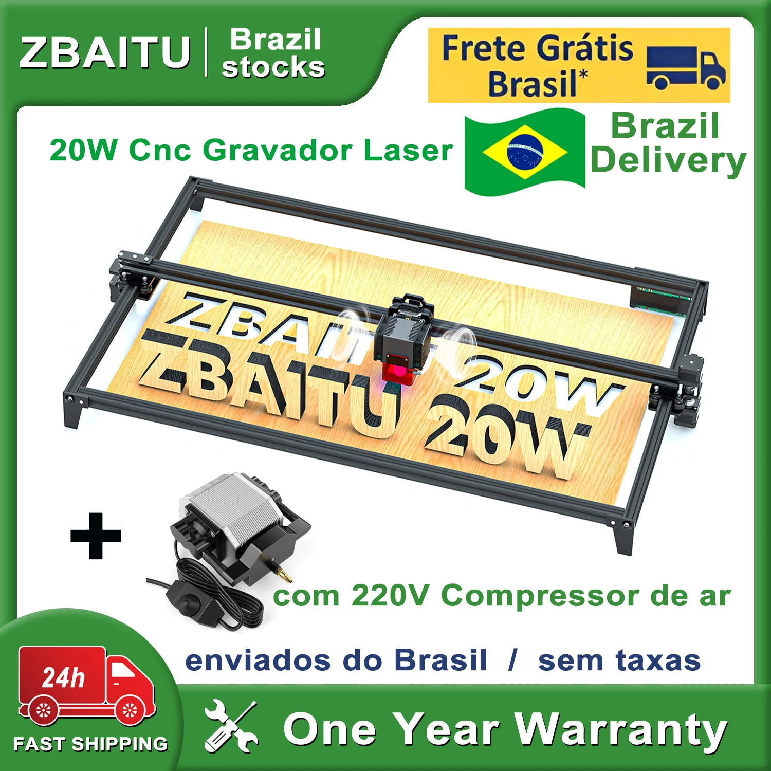 ZBAITU CNC Laser Cutter Gravador, Impressora Logo DIY, Máquina De Gravura De Metal De Madeira, Ferramentas Bomba Compressor, 16W, 20W, 10W