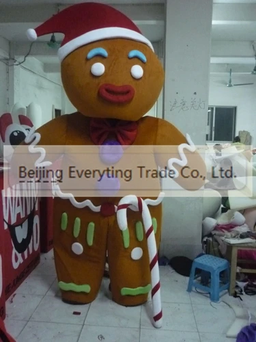 New Adult Hot Sale Foam Xmas Gingerbread Man Fancy Cartoon Mascot Costume Plush Christmas Fancy Dress Halloween Mascot Costume