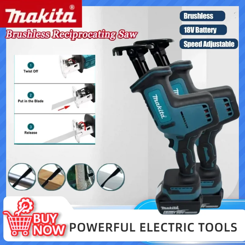 

Makita Cordless Brushless Reciprocating Saw Speed Adjustable Brushless Metal Wood Electric Saw Power Tool For Makita Battery