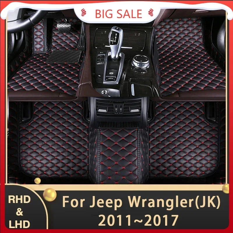 Brand  Car Floor Mats For Jeep Wrangler JK J8 TJL-J8 2011~2017 Custom Auto Foot Pads Leather Carpet Interior Accessories 2014 20