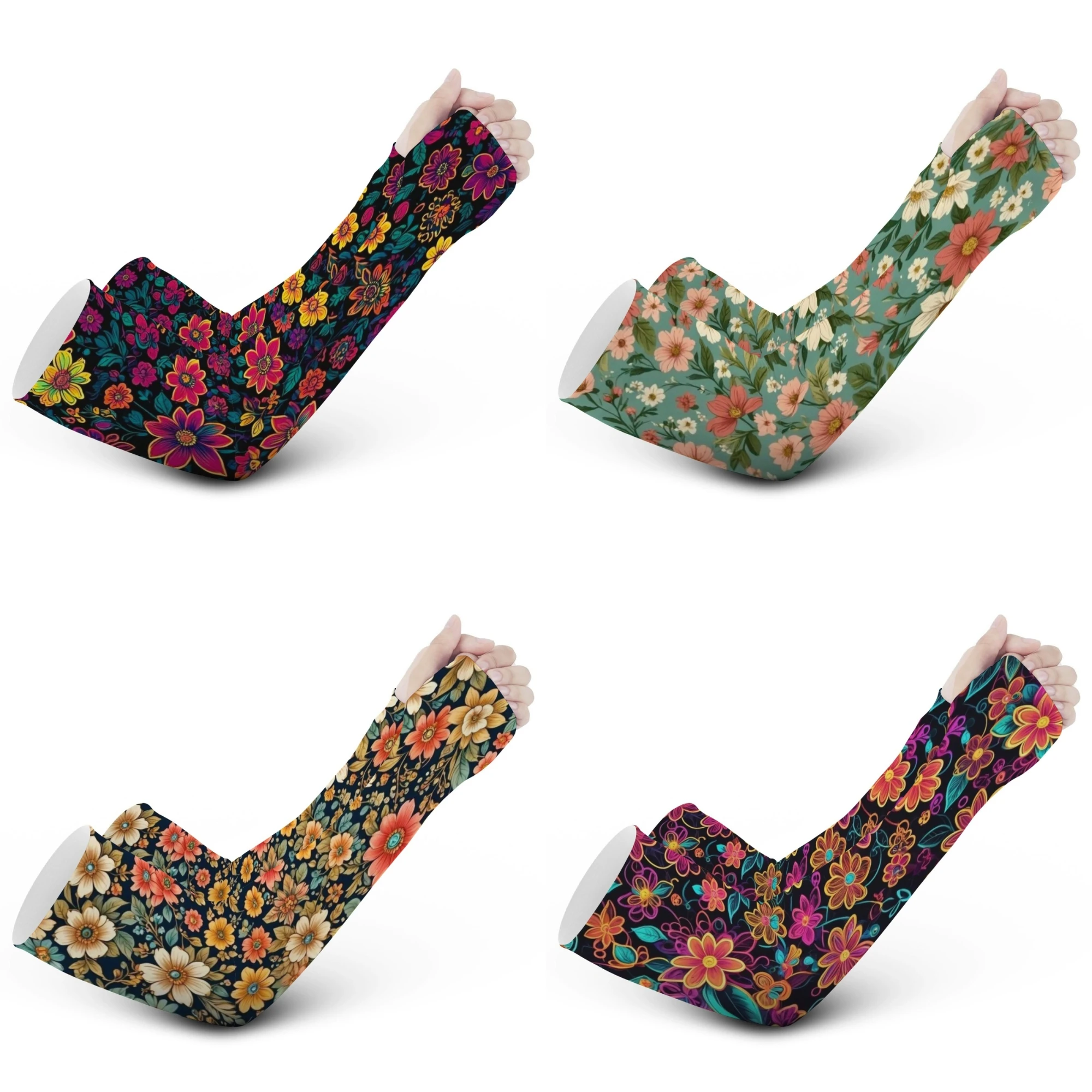 

A pair of retro floral ice sleeves, running cycling golf camping arm sleeves outdoor sun protection breathable gardening sleeves