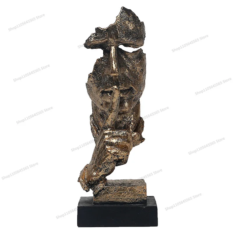 For abstract figure sculpture silence is gold creative office living room soft home decoration ornament