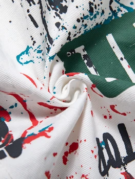 Men's spring-summer graffiti print denim jacket, regular size. Stylish street style. 6