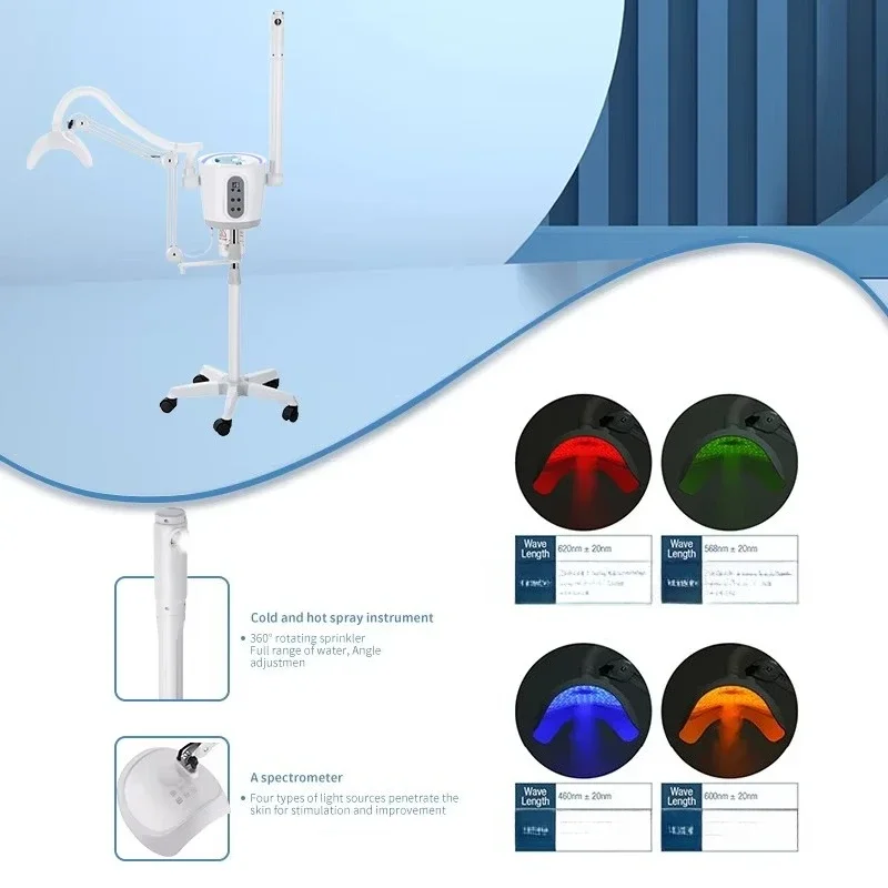 Portable Oxygen Steam 3 in 1 Light Emitting Diode Facial Steam Device Phototherapy Moisturizing Sprayer Photon Rejuvenation