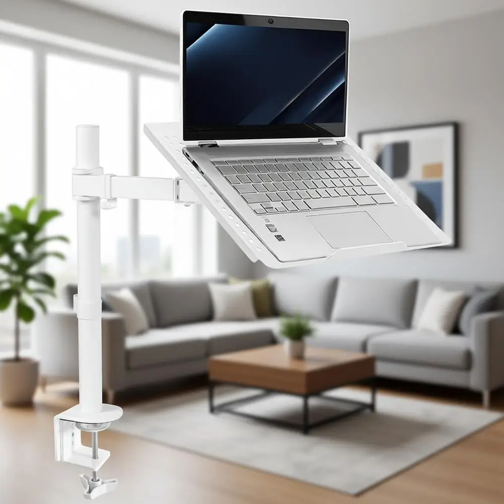 

Полностью регулируемая подставка для ноутбука с C-образным креплением, подходит для ноутбуков до 17 дюймов, белая
