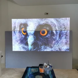 30-133 inch projection screen with metal anti light and non perforated adhesive installation, can be wiped with a damp tissue