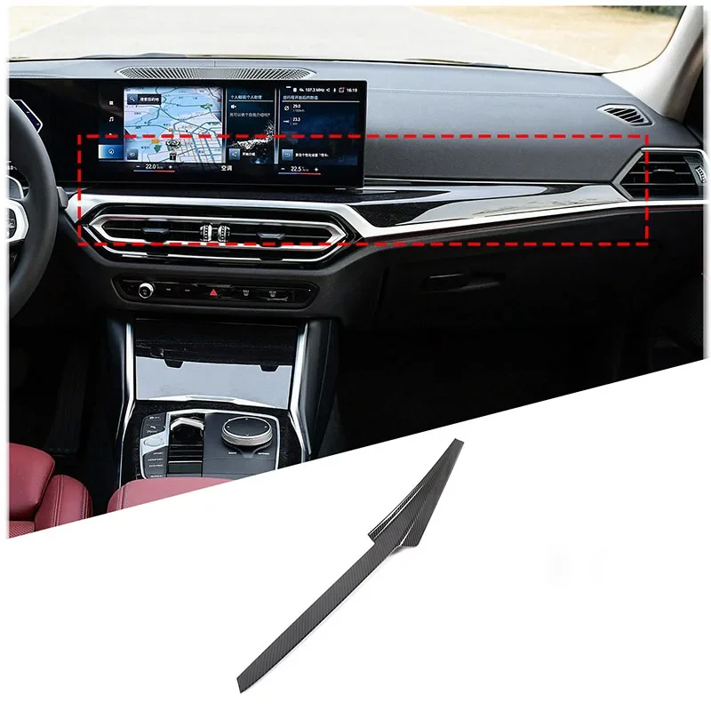 لسيارات BMW 3 Series/i3/4 Series/i4 23-24 شرائط تقليم التحكم المركزي، شرائط الكسوة للوحة الأدوات، نمط ألياف الكربون ABS 1 قطعة