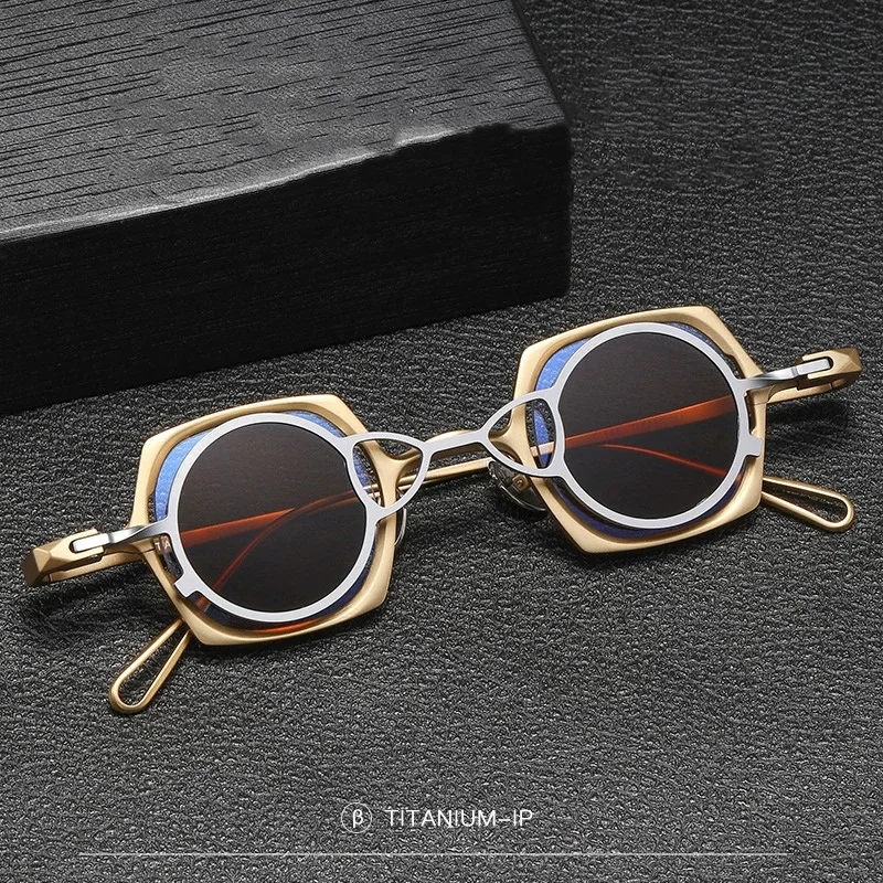 Avant-Garde Geometric Clip-on Sunglasses, Handmade β-Titanium Frame, Premium Designer Eyewear for Unisex
