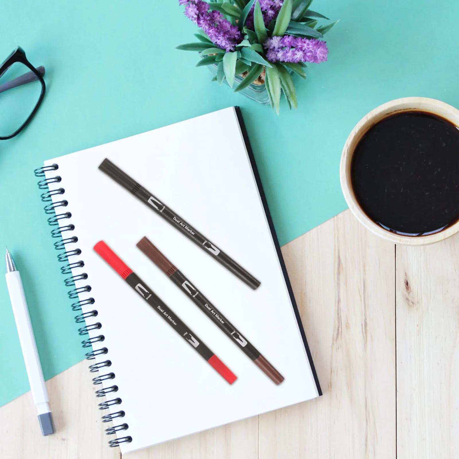 

24 шт., акварельные ручки-кисти, набор маркеров с двумя наконечниками, моющиеся для эскизов, журналов, раскрасок, художественные принадлежности, маркеры с двумя наконечниками