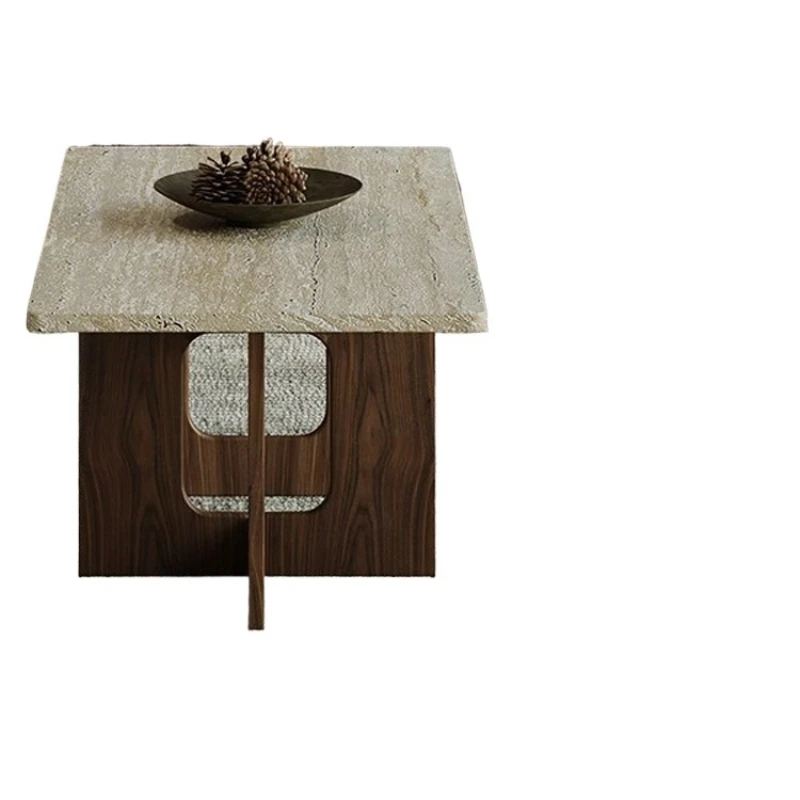 

household living room wind travertine solid wood coffee table small tea table hotel marble coffee shop table