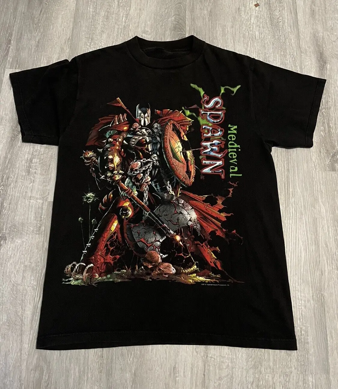 Vintage 1997 Medieval Spawn Todd Mcfarlane Comic Movie Promo T Shirt Sz M Giant