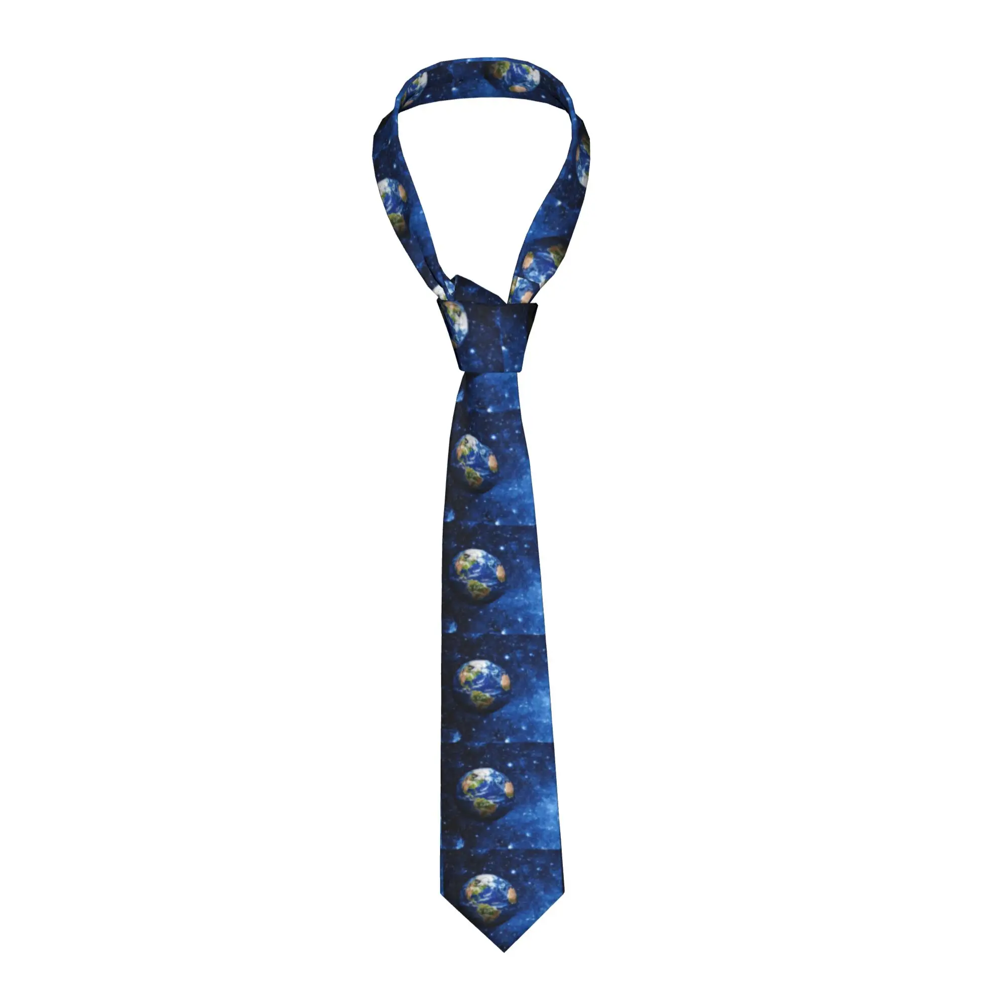 gravata-formal-masculina-personalizada-de-seda-com-tema-planeta-terra-no-espaco-para-escritorio
