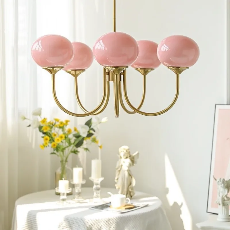 French retro cream wind pink bedroom chandelier medieval art design warm living room master bedroom children's room lamps