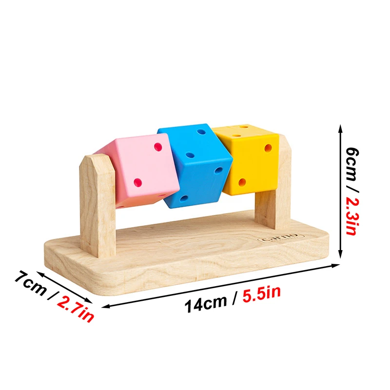 1pc 재미 있은 다채로운 나무 루빅스 큐브 모양의 작은 애완 동물 새를위한 대화 형 씹는 장난감 앵무새 햄스터 지루함 구호 장난감 썸네일 3