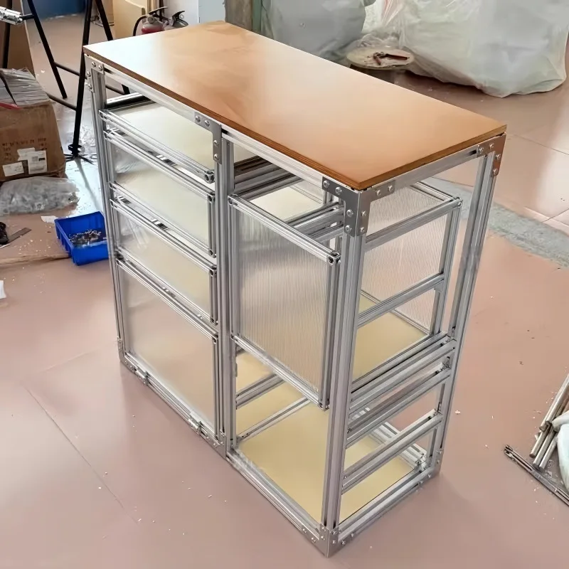 

Aluminum Profile Modern Simple Dining Side Cabinet Living Room Wall Locker Bedroom Storage Cabinet Display Cabinet