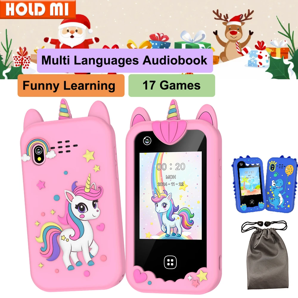 

New Kids Smart Phone Audio Books 17 Games Children Cell Phone Toys Music Player Toddler Learning Phone Girls Boys Birthday Gifts