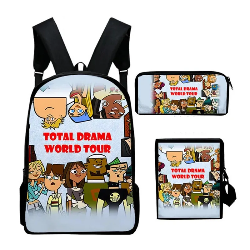 

3pcs/set Students Backpack boys girls Popular Youthful Total Drama School Bag Backpack Satchel Messenger Bag Pen Bag