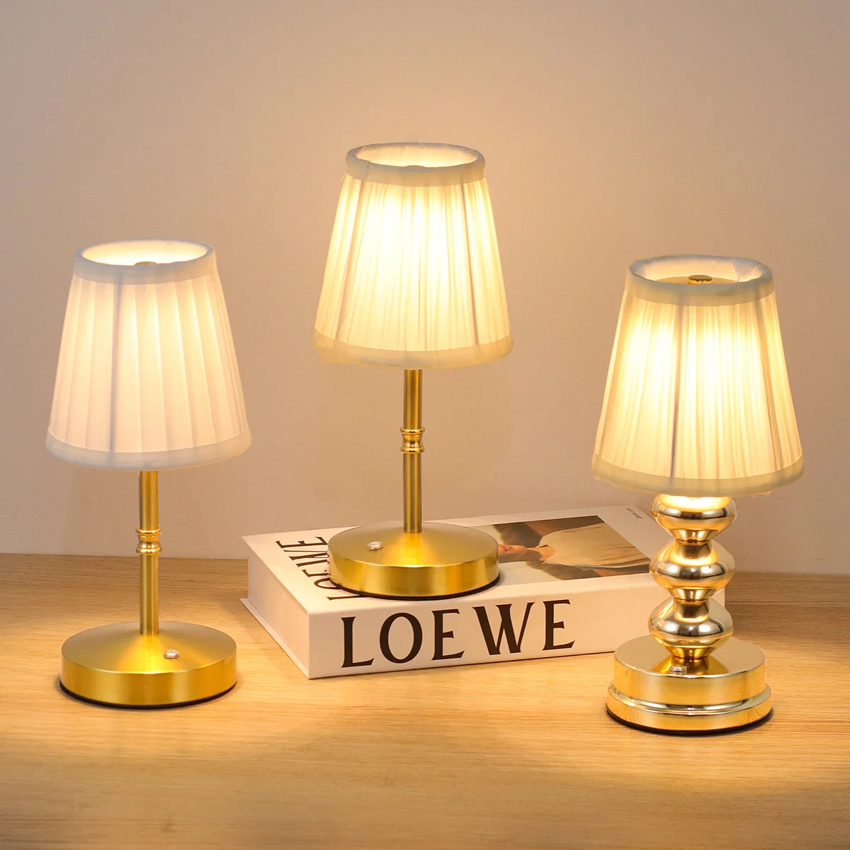 Fabric Metal Table Lamp Charging Touch LED Decorative Ambient Light Usb Bedside Creative Night Light