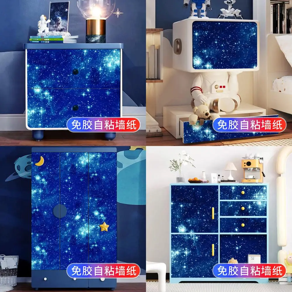 3D غالاكسي سقف الكون ورق حائط ذاتي اللصق لخزانة باب خزانة الملابس الأثاث تجديد غرفة النوم تغيير لون إزالة #1