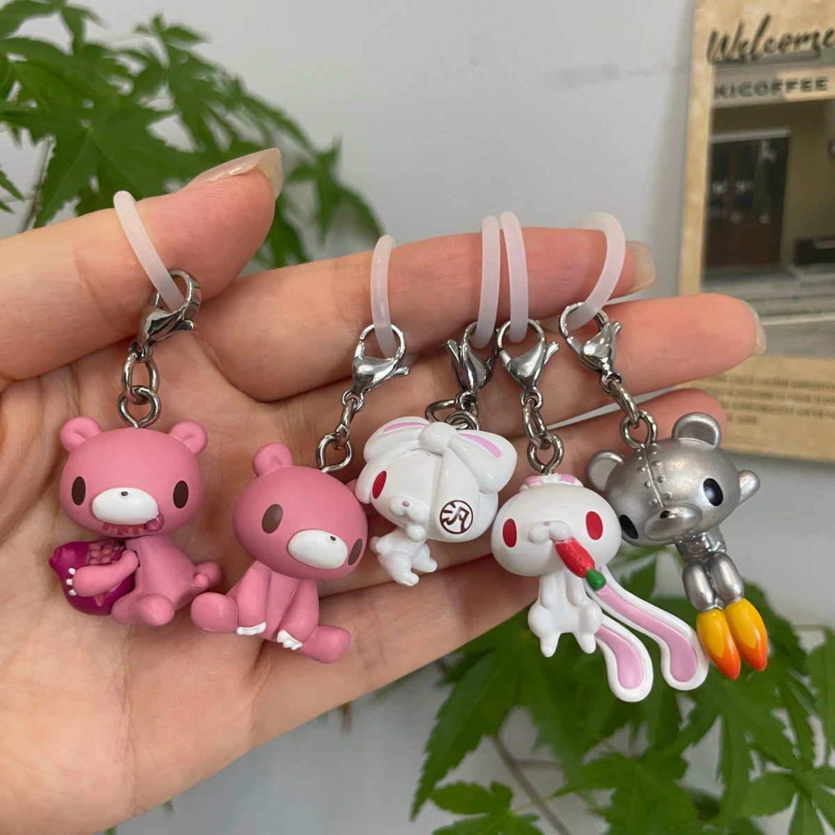 Porte-clés figurine anime mignonne Ours Triste et Usagi, mini poupée, pendentif, breloque de parapluie portable, ornement décoratif pour sac à dos